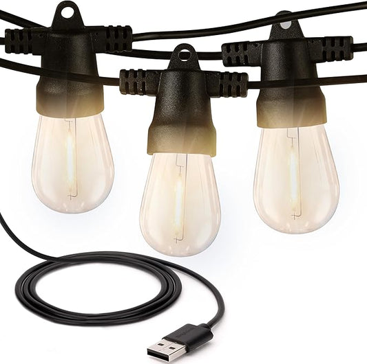 Brightech Bundle Ambience Pro USB Powered String Lights - 24 Ft + 2-Pack 10FT String Light Poles