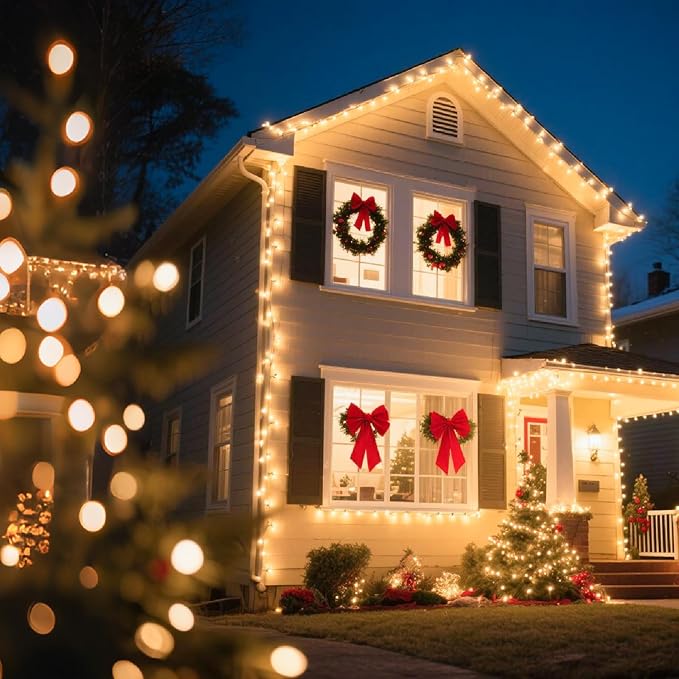 C7 Outdoor Christmas Lights, 25FT Warm White Vintage String Lights with 27 Clear Bulbs for Patio, Garden, Eaves, Waterproof Connectable, Classic Incandescent Glow