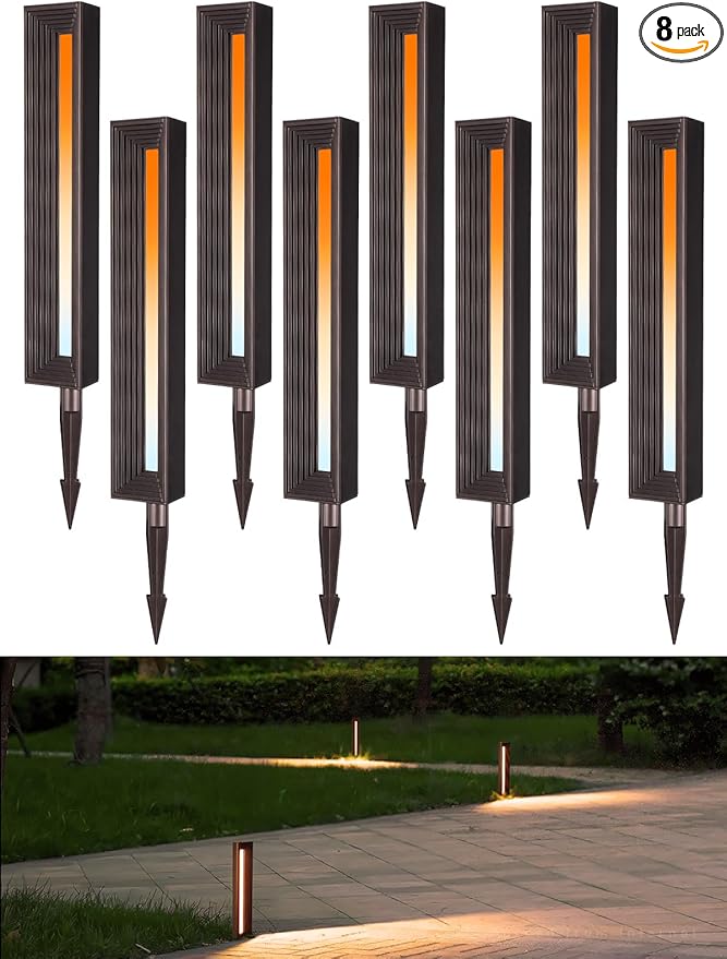 LEONLITE 8 Pack 5CCT Low Voltage Landscape Lights, 7W 12-24V LED Pathway Lights, Die-Casted Aluminum, IP65 for Outdoor Path Sidewalk Walkway, 1800K/2700K/3000K/4000K/5000K, ETL, Oil Rubbed Bronze