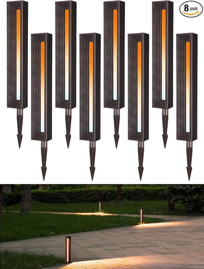 LEONLITE 8 Pack 5CCT Low Voltage Landscape Lights, 7W 12-24V LED Pathway Lights, Die-Casted Aluminum, IP65 for Outdoor Path Sidewalk Walkway, 1800K/2700K/3000K/4000K/5000K, ETL, Oil Rubbed Bronze