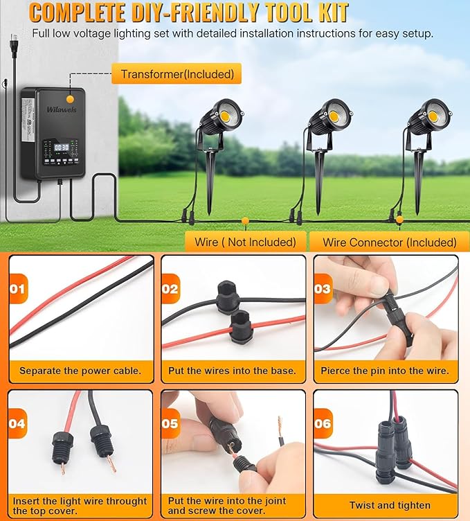 2Pack Low Voltage Landscape Lights LED 5W Landscape Lighting with connectors AC/DC 12V-24V Outdoor Spotlight IP66 | Lumora