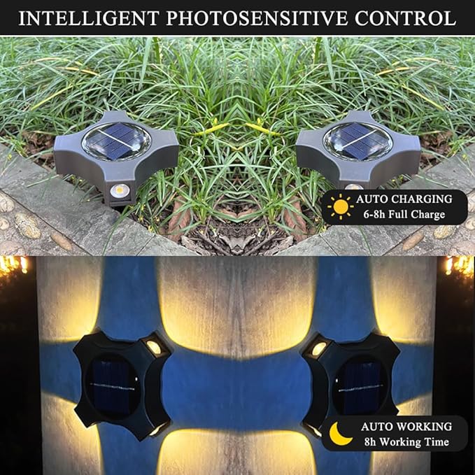 Solar Ground Lights Outdoor, IP65 Waterproof Landscape Lighting for Garden Patio Pathway Lawn Deck Cool White-Warm Light-RGB (Warm Light -4Pack)