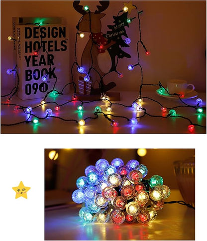 Solar String Lights Outdoor Lights led Bubble Ball Color Warm Light String 8 Functions Outdoor Engineering Lantern Christmas Garden Decoration