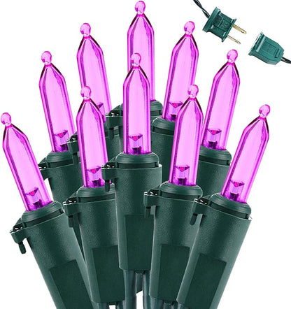 Brizled Purple Valentine Lights, 33ft 100 LED Valentine's Day Lights Outdoor, Connectable Purple String Light 120V UL Certified Christmas Tree Light, Indoor Xmas Light for Xmas Tree Party Home Decor
