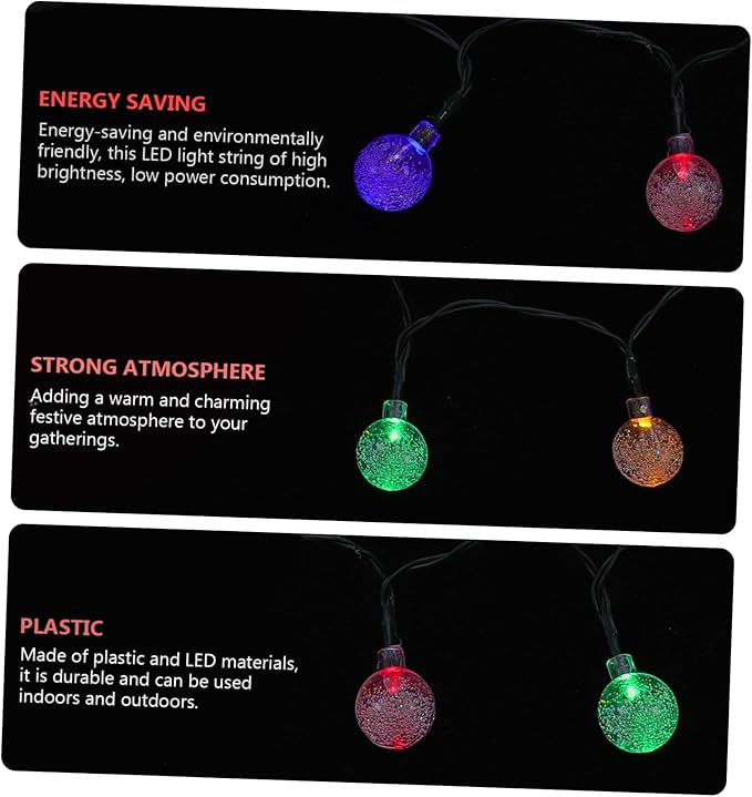 VILLCASE 1 Set LED Solar String Lights Bubble Beads Patio Decor Saving Outdoor Fairy Lights for Garden Courtyard | Lumora
