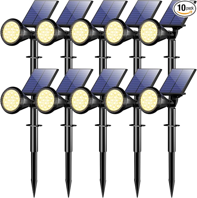 WELALO Solar Spot Lights Outdoor Waterproof IP65, 10 Pack 4 Lighting Modes Solar Powered Landscape Spotlights with | Lumora