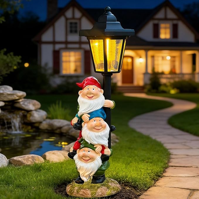 Solar Garden Gnomes Statue, Solar Gnomes Figurine Light with Welcoming Signs, for Outdoor Landscape,Lawn Courtyard | Lumora