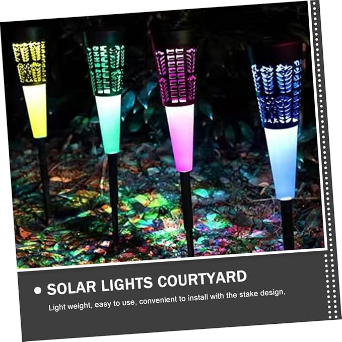 BESPORTBLE 6pcs Solar Garden Stake Lights Hollow Design Outdoor Courtyard Decorative Lamps for Lawn and Pathway Warm Lighting for Patios and Yards