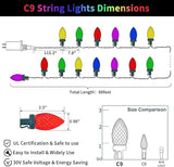 ZAIYW 66ft 100 LED C9 Christmas Lights String, Strawberry String Lights UL Plug C9 String Lights Green Wire | Lumora
