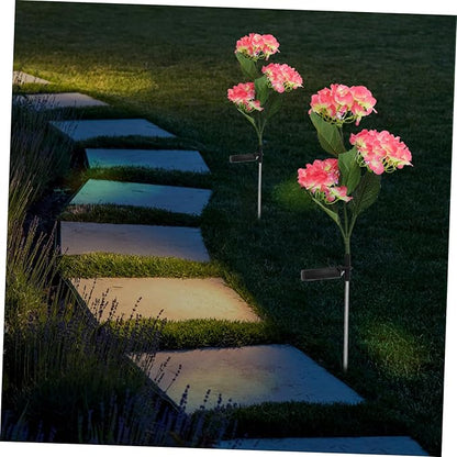 DOITOOL 4pcs Garden Solar Hydrangea Stake Lamp Decorative Outdoor Solar Lights for Pathway and Design Easy Installation for Lawn and Garden Decor