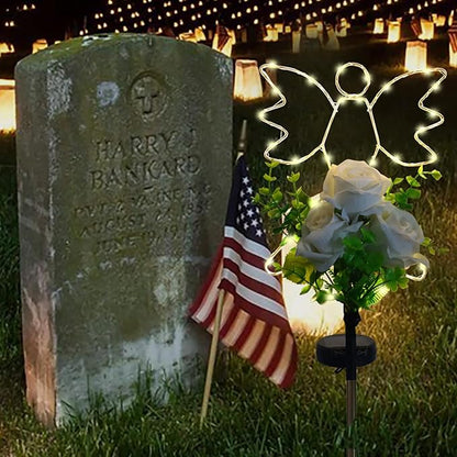 Lmtcos Solar Angel Lights for Cemetery Decorations for Grave, Memorial Sympathy Gifts for Loved One, Solar Grave Decorations for Mother Day Father Day Memorial Day Christmas Grave Decor
