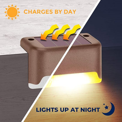 Solar Step Lights by Boundery - Premium LED Solar Waterproof Deck Decor & Fence Lights - Solar Powered Outdoor Lights for Deck, Dock, Steps, Porch, Pathways, Stairs, Railings - (4 Pack)