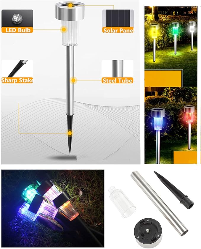 10PCS Green LED Outdoor Steel Garden Solar Powered Landscape Light Lamp Yar Pathway Stake Lights | Lumora