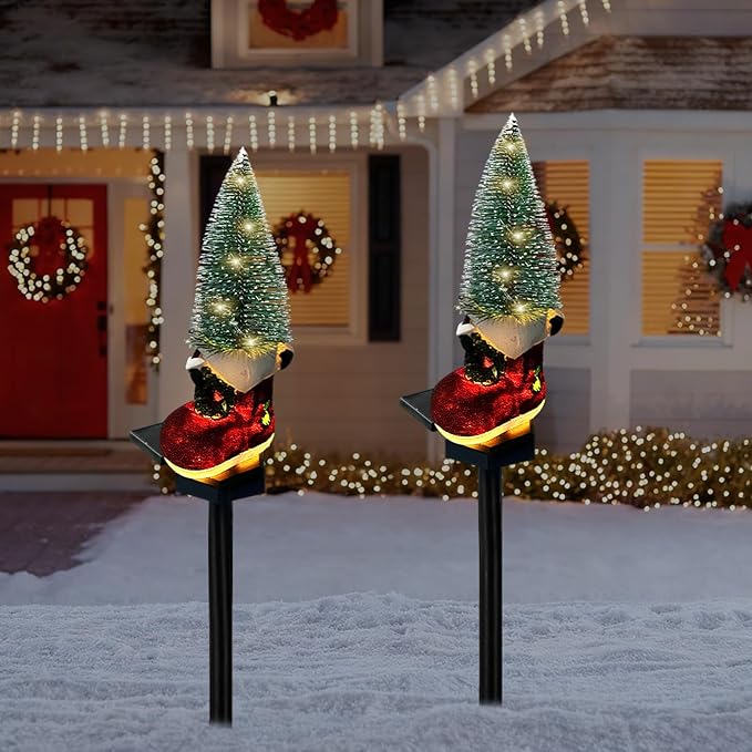 Solar Christmas Stocking Tree Lights Decorations Outdoor Waterproof, 6 LED Christmas Solar Pathway Lights Outdoor | Lumora