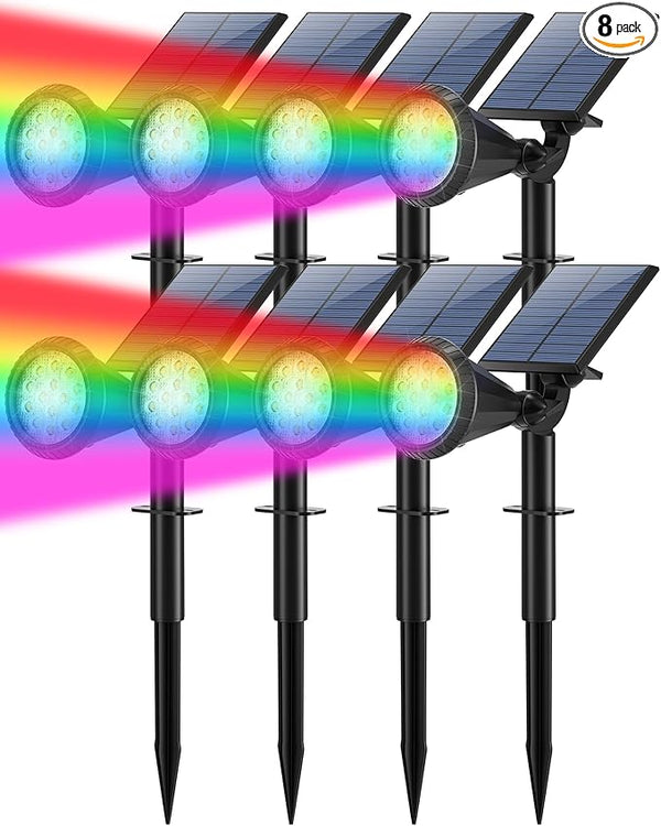 Solar Lights Outdoor Waterproof Color Changing 180° Adjustable RGB Solar Powered Landscape Spot Lights for Yard 7 | Lumora