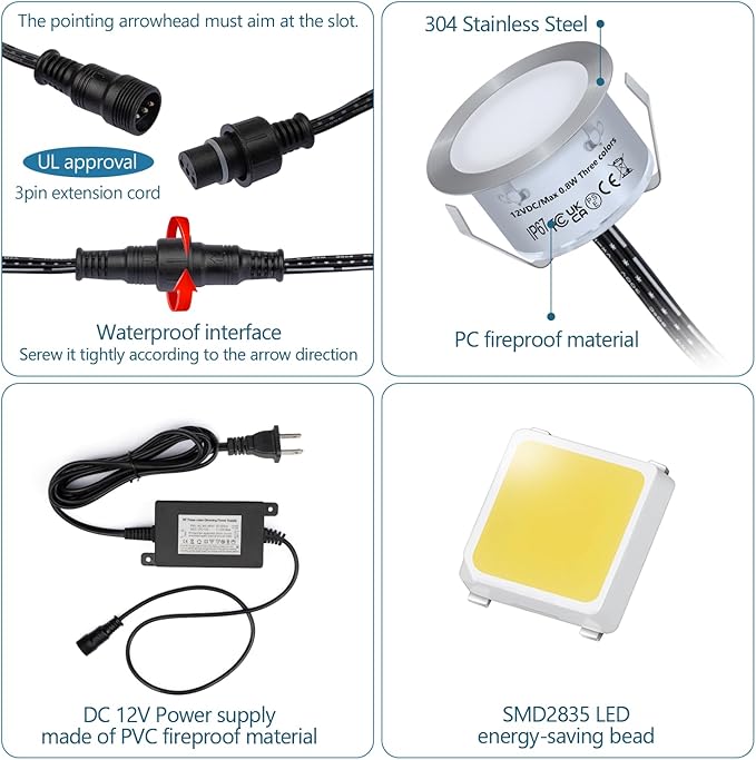 HIBOITEC 10PCS Low Voltage Recessed RGB Deck Lamp φ42mm with Remote Control, LED Deck Lights Kit IP67 Waterproof | Lumora