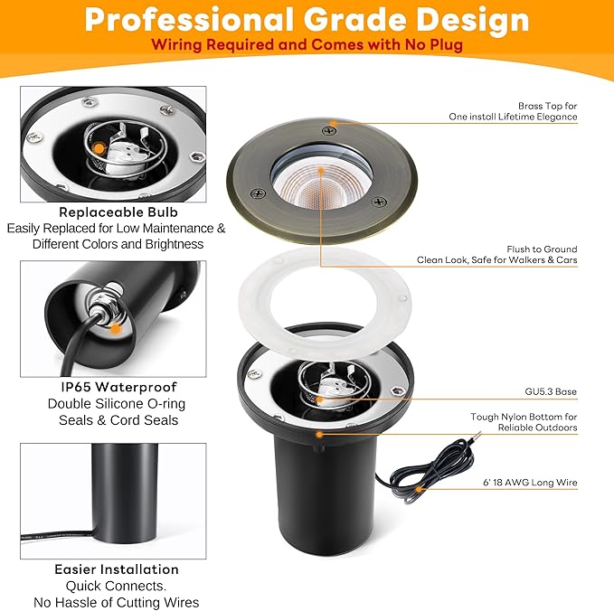 Gardenreet MR16 Well Light - Solid Brass Replaceable Bulb Weatherproof Low Voltage Inground - Outdoor Path Light | Lumora