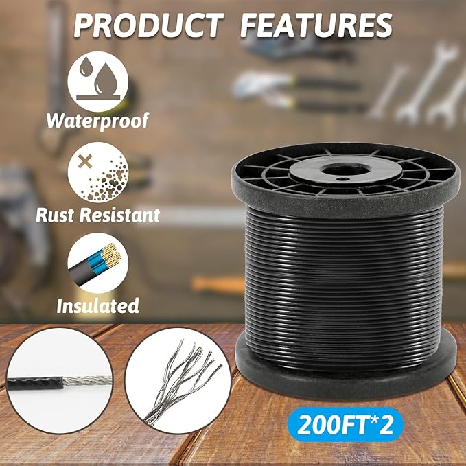 400 Ft String Light Hanging Kit Outdoor, Nylon Coated Stainless Steel 304 Wire Rope, String Light Kit Included | Lumora