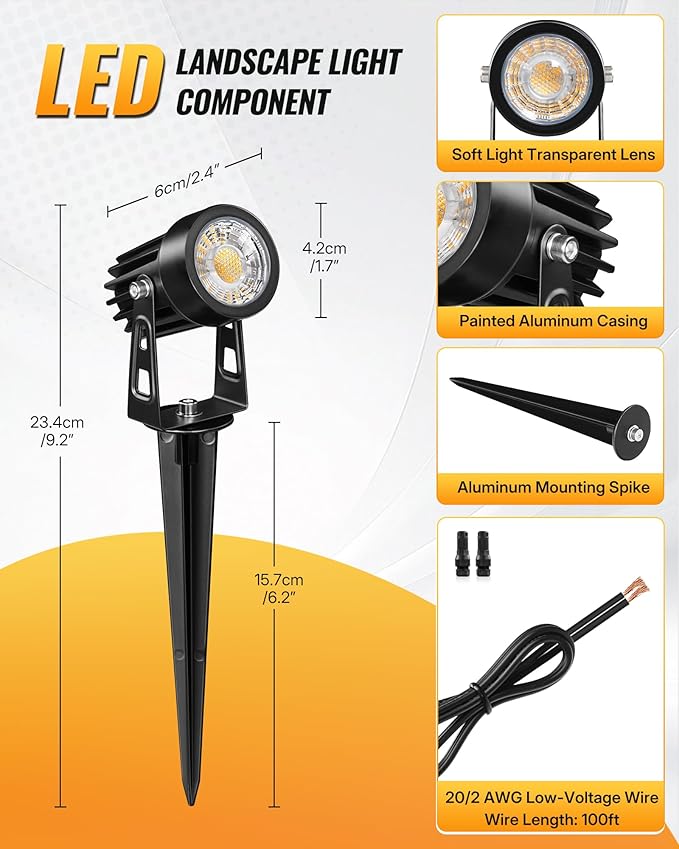 All-in-One LED Low Voltage Landscape Lighting Kit, 12-Pack Landscape Lights with Transformer, 100FT Wire and | Lumora