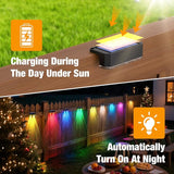 Peasur Solar Fence Lights Outdoor RGB, 2 Pack Step Light Solar Powered, Waterproof LED Deck Lights for Stairs | Lumora