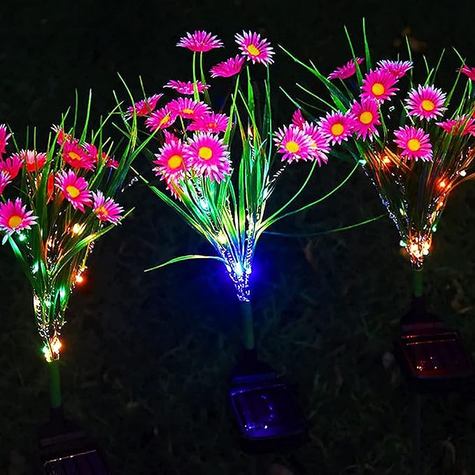 Solar Garden Stake Lights,28 LED Daisy Flower Decorative Lights Outdoor Waterproof Solar Powered Landscape Lights for Yard/Patio/Walkway/Pathway/Path Light (Pink)