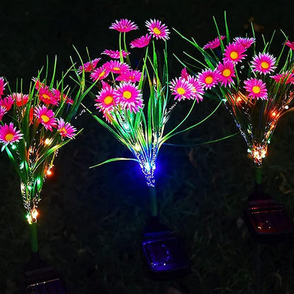 Solar Garden Stake Lights,28 LED Daisy Flower Decorative Lights Outdoor Waterproof Solar Powered Landscape Lights for Yard/Patio/Walkway/Pathway/Path Light (Pink)