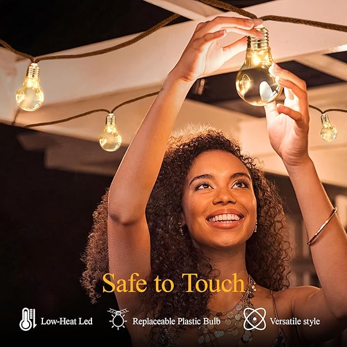 Solar Outdoor Garden Twine String Lights,LED Patio Lights with Solar/USB Dual Power Supply Design, With 20 | Lumora