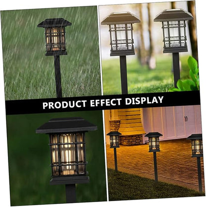 Outdoor Waterproof Solar Pathway Lamps 4-Piece Set Decorative LED Ground Lights for Garden Yard Lawn and Patio