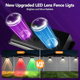 Solar Fence Lights Outdoor 2Pack, Warm White & 6 Color Change and Glass Panel, Waterproof High Brightness Solar LED | Lumora
