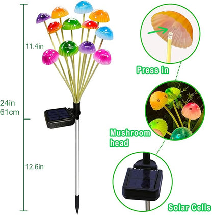 Kohlrabi Solar Garden Lights, 4 Pack Solar Mushroom Lights Outdoor, Upgraded 48LED Mushroom Light Yard Decor Outside Waterproof, Garden Decor for Lawn Front Porch Patio Backyard