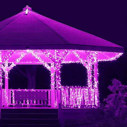 kemooie 300 LED Purple Christmas Lights, 99FT Connectable 8 Lighting Modes Plug in Fairy Lights, Waterproof for Outdoor, Halloween Christmas Wedding Party Garden Decorations (Purple