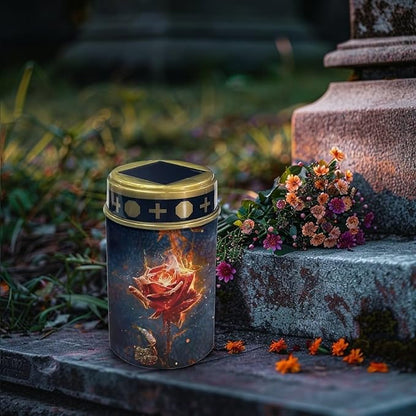 Rose Solar Lights Outdoor Text Print Solar Garden Light Waterproof Solar Light Landscape Path Light Portable Book Light for Prayer LED Solar Lights Outdoor