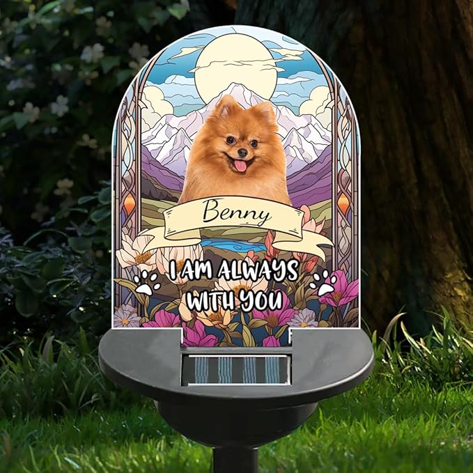 Personalized Photo Solar Light - Custom 'I'm Always with You' Garden Light - Sympathy Gift for Family Member or Pet Loss Memorial