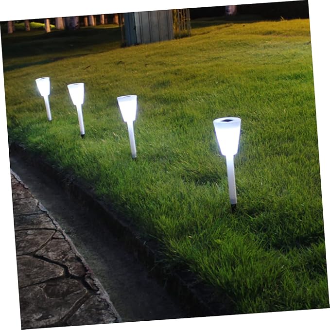 DOITOOL 4pcs Garden Solar Stake Lamp Outdoor Solar Light Hollow for Pathway Courtyard and Patio Decor Warm Atmosphere Lighting