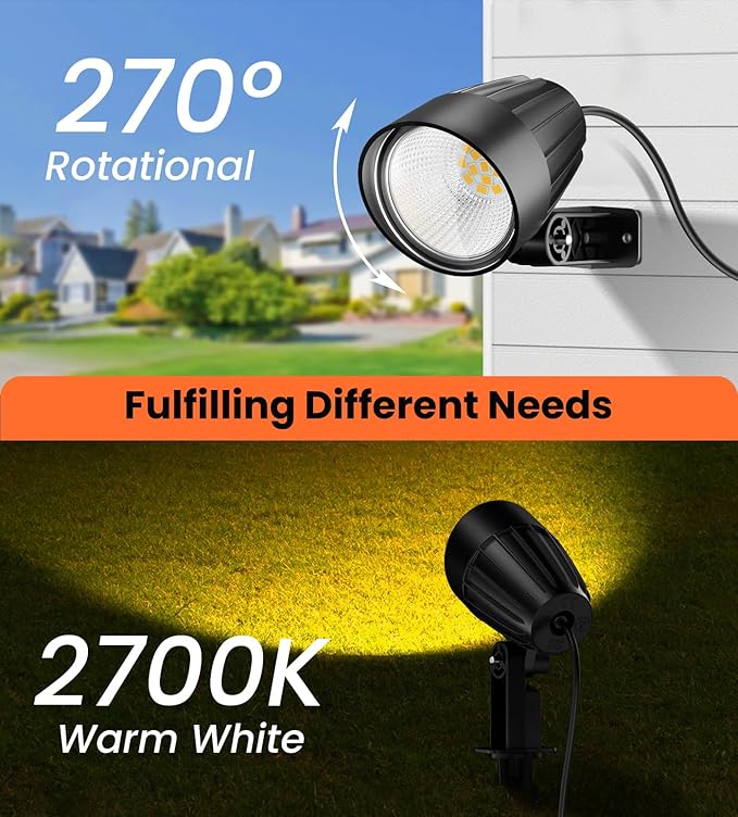 MEIKEE 7W Low Voltage Landscape Lighting with Connectors, 2700K Warm White Landscape Lighting, IP66 Waterproof | Lumora