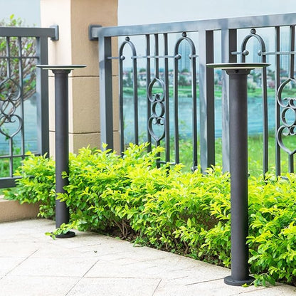 Solar LED Landscape Lighting Round Solar Pathway Light Black Aluminum Housing Path Bollard Lights with IP65 Waterproof Warm Light Cylinder Outdoor Floor Lamp for Drivway Porch Patio
