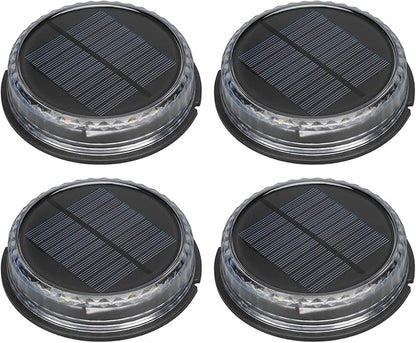 Hyuduo Solar Ground Lights Outdoor, IP65 Waterproof Pathway LED Lights with Warm White Light, Auto On/Off Sensor, 4 Pack for Garden Yard Driveway