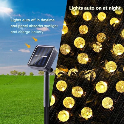 Toodour Solar String Lights Outdoor, 36ft 60 LED Globe String Light with 8 Mode, Waterproof Crystall Ball Lights Solar Patio Lights for Garden, Lawn, Patio, Gazebo, Yard, Outdoor Decor - Warm White