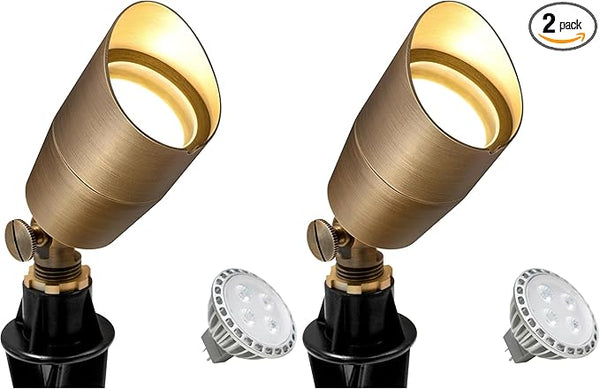 GKOLED Solid Brass Low Voltage Compact Spotlight, 12V AC/DC Waterproof Outdoor Landscape Spot Lights for House | Lumora