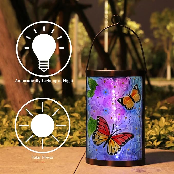 MUMTOP Hanging Solar Lantern Outdoor Waterproof LED Solar Lights Butterfly Decorative Solar Lanterns Tabletop Lamp | Lumora