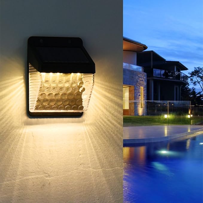 2 Pack Solar Outdoor Lights Waterproof Garden Landscape Lights UP and Down Illuminate Sunlight Lamp for Fence, Yard, Wall Decor Spot Lights Outdoor Solar Security Lights Cool Stuff (Warm)