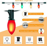 Abeja C9 LED Christmas Lights Outdoor, 25 Ft C9 Vintage String Lights with 26 Shatterproof Multicolor LED Bulbs | Lumora