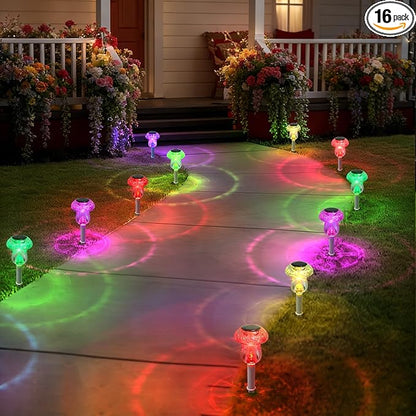 Solar Lights Outdoor, 16 Pack Mushroom Lights Outside Waterproof, Solar Powered LED Lighting for Garden, Yard, Landscape, Path, Pathway, Lawn, Walkway, Driveway, Backyard Decor (Multicolor)