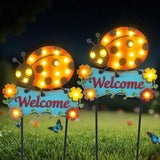 Garden Stakes Decorative 43.3inch with Large Metal Welcome Sign, Solar Pathway Lights Outdoor Waterproof with 18 | Lumora