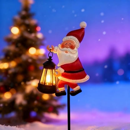 Christmas Solar Kettle Lights, Light Solar Santa Claus Watering Can LED Light, Waterproof Solar Powered Lawn Decorative Lights for Outdoor Christmas Pathway Decoration (Warm White A, Lantern)