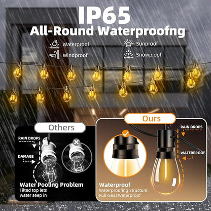 Outdoor Patio String Lights 150ft: S14 LED Shatterproof Bulbs 3 Modes Button Control - Waterproof Connectable Hanging Lights - Garden Backyard Yard Gazebo Porch Party Decorative