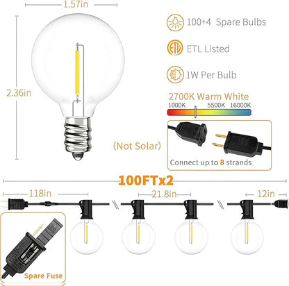 Svater Outdoor String Lights 300 FT + 200 FT Patio Lights with 104 Shatterproof LED Bulbs