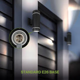 ASD 2 Light Outdoor Wall Light Fixture | 120W E26 Bulb Socket 120V ETL Cylinder Up Down Lights | | Lumora