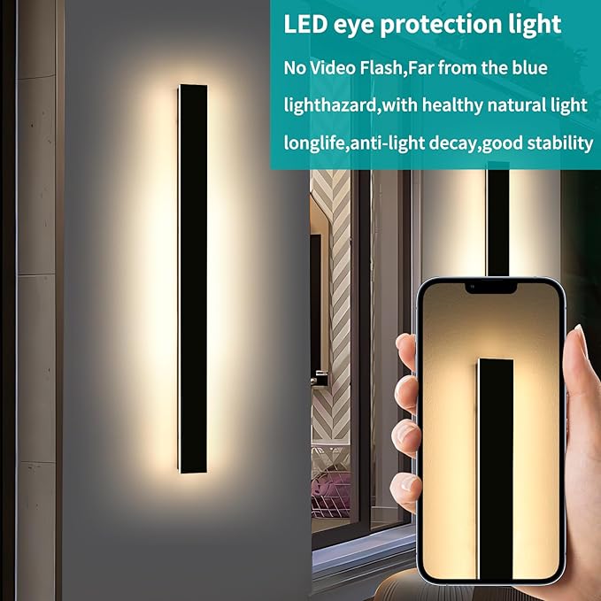 Mikeru 59inch Long LED Wall Light, 3000k Exterior Wall Sconces, Acrylic Invisible Exterior Wall Light for Porch | Lumora