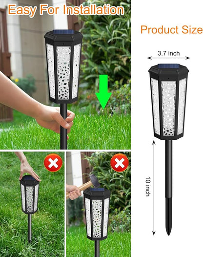 Colored Solar Powered Pathway Landscape Lights Outdoor Warm White & RGB Dusk to Dawn Waterproof for Garden Sideway Outside, Patio, Path, Yard, Walkway, Driveway, 2 Modes 4 Pack Accent Modern Design